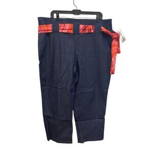 New Jamie Nicole Womens 3X Cotton Blend Denim Cropped Pants Capris w Belt